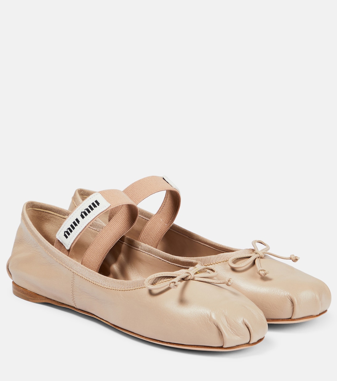 Кожаные балетки с логотипом Miu Miu, Ninfea