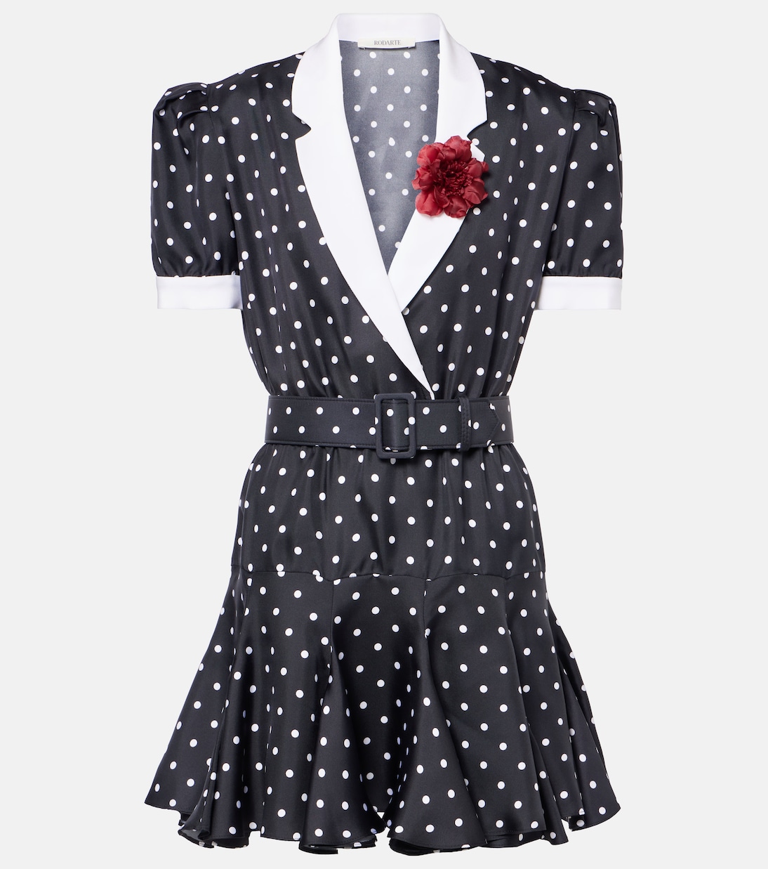 

Мини-платье из шелкового твила в горошек Rodarte, Black And White Polka Dot