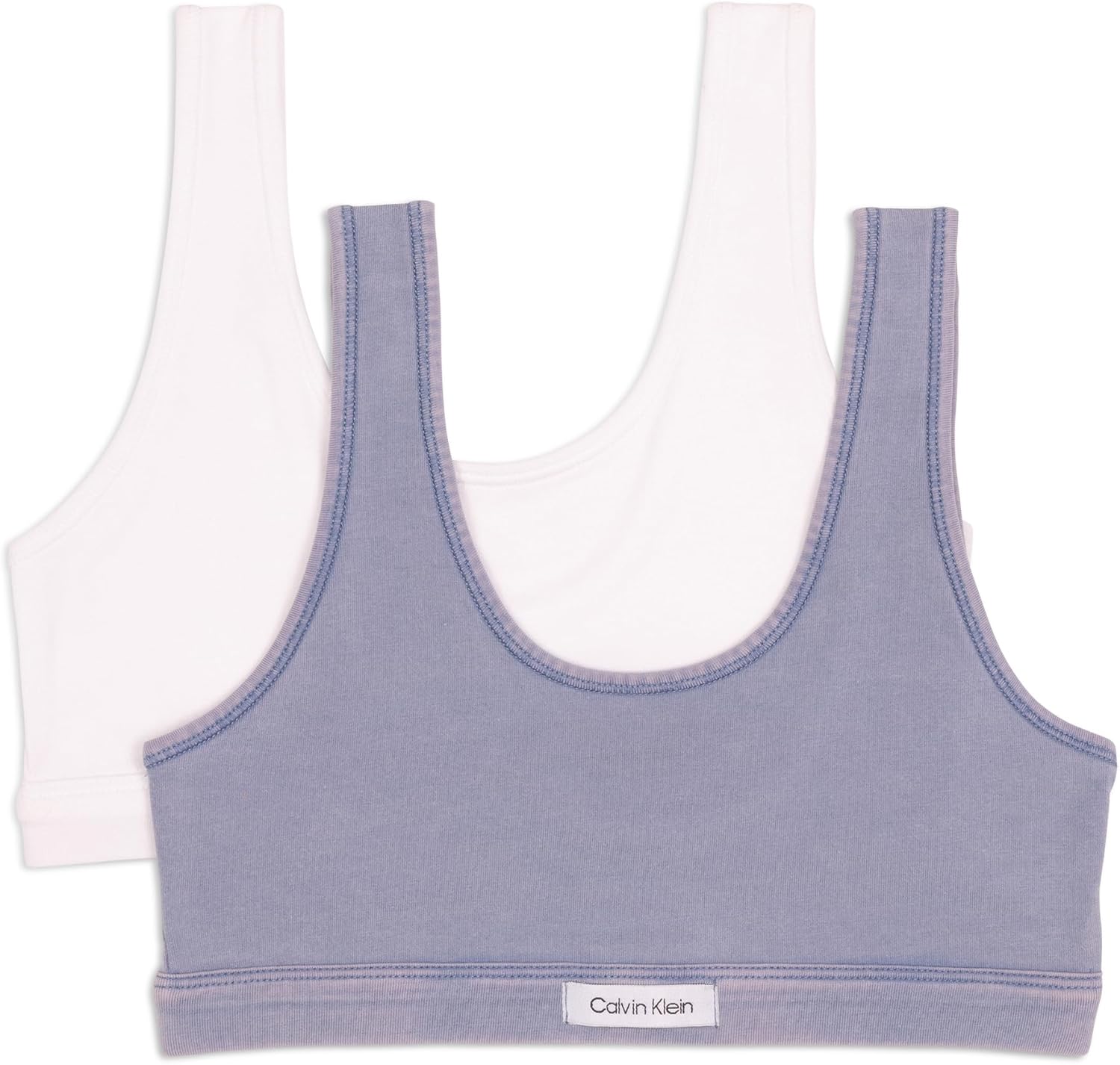

Комплект из 2 бюстгальтеров-бралеттов Calvin Klein Girls из хлопкового денима с потертостями, Country Blue/White