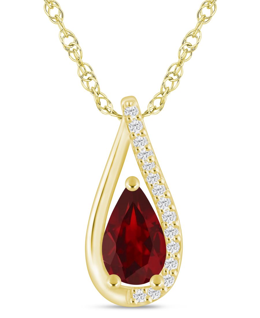 

Подвеска-колье с драгоценными камнями и бриллиантами (общий вес 1/10 карата) из белого золота 10 карат (также доступна в варианте из желтого золота 10 карат) Macy's, Garnet White Gold