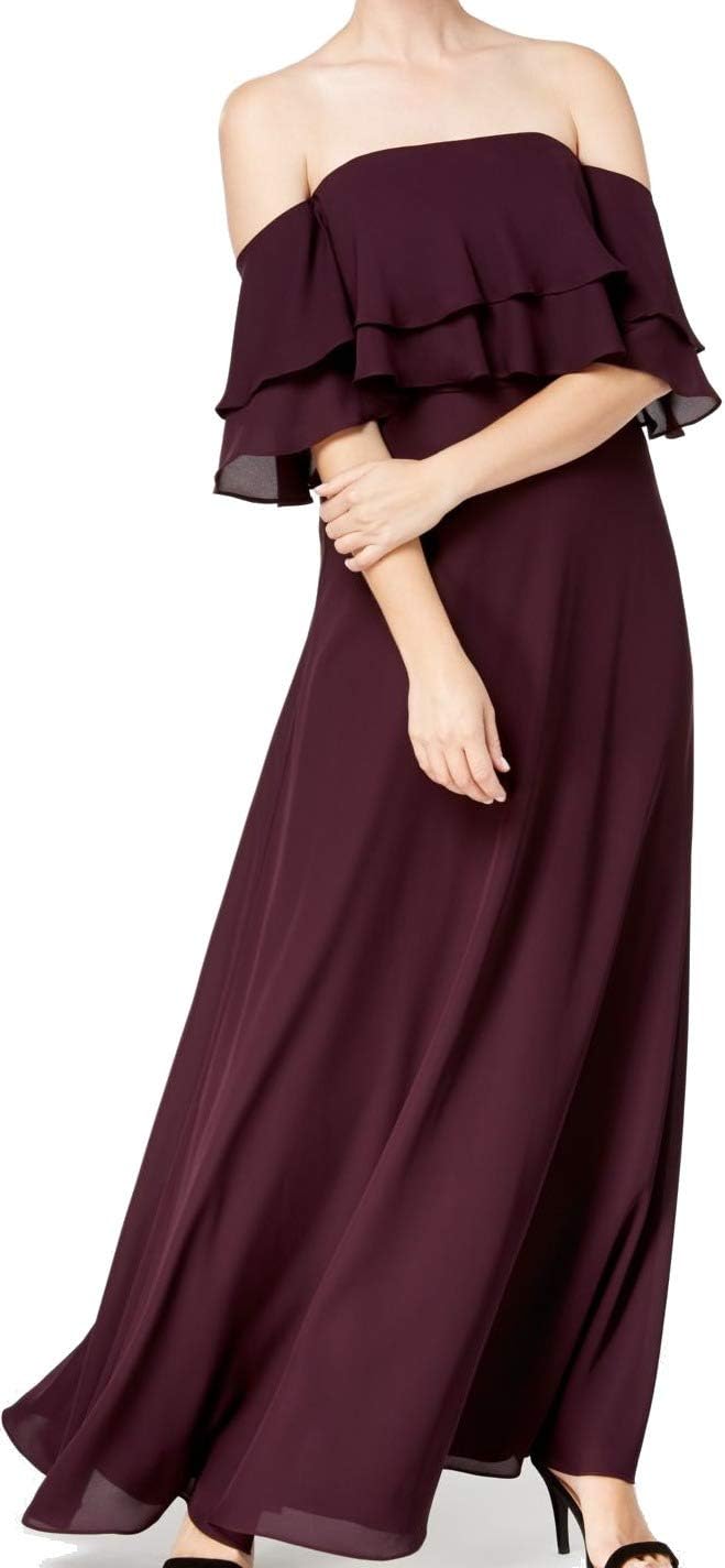 

Женское платье Calvin Klein с открытыми плечами и оборками, Aubergine
