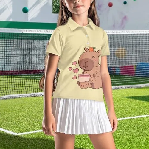 Поло для девочек с воротником Snilety, Milk Tea Water Rat