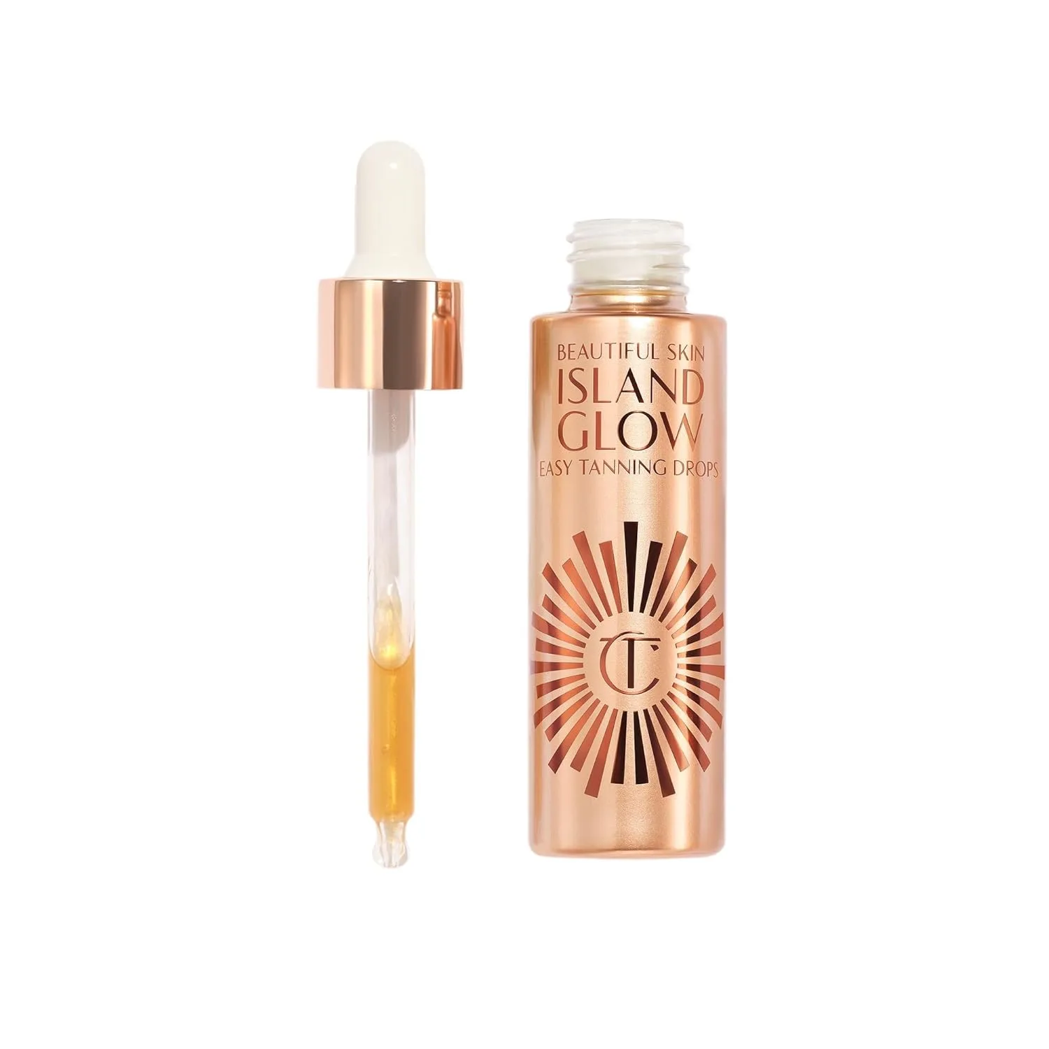 Капли для загара Charlotte Tilbury Beautiful Skin Tanning Drops - бронзирующие капли для тела и лица, обогащенные гиалуроновой кислотой для длительного увлажнения - придают коже естественное сияние. 29,6 мл (1 шт.), Light/Medium