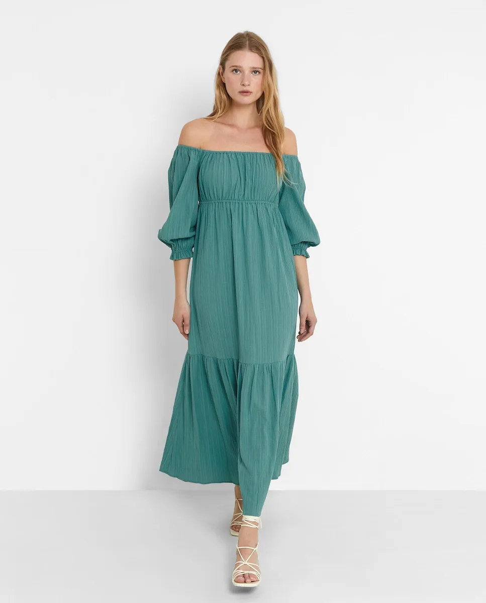 

Миди-платье с буфчатыми рукавами Trucco, бирюзовый