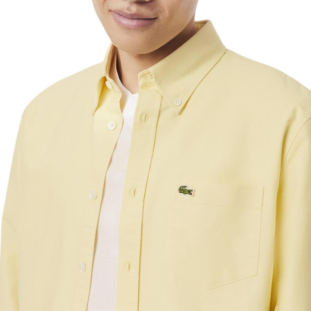 Lacoste мужская рубашка с длинным рукавом Regular Fit из основной коллекции, Yellow/White — фото 2