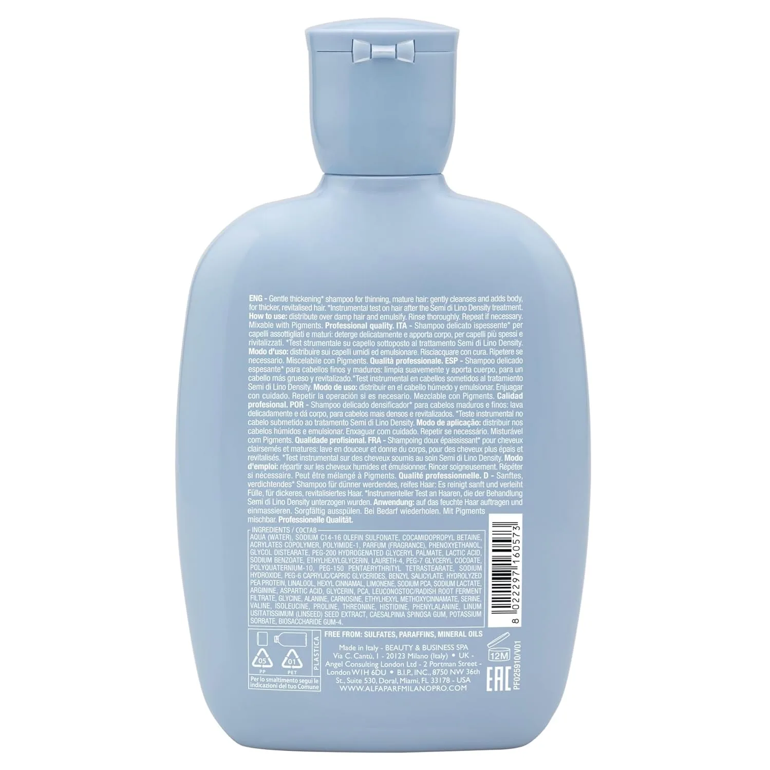 ALFAPARF MILANO Semi di Lino Density Thickening Shampoo - пептиды и аминокислоты - для тонких и редких волос - без сульфатов - придает объем и густоту 250 мл (.) — фото 2