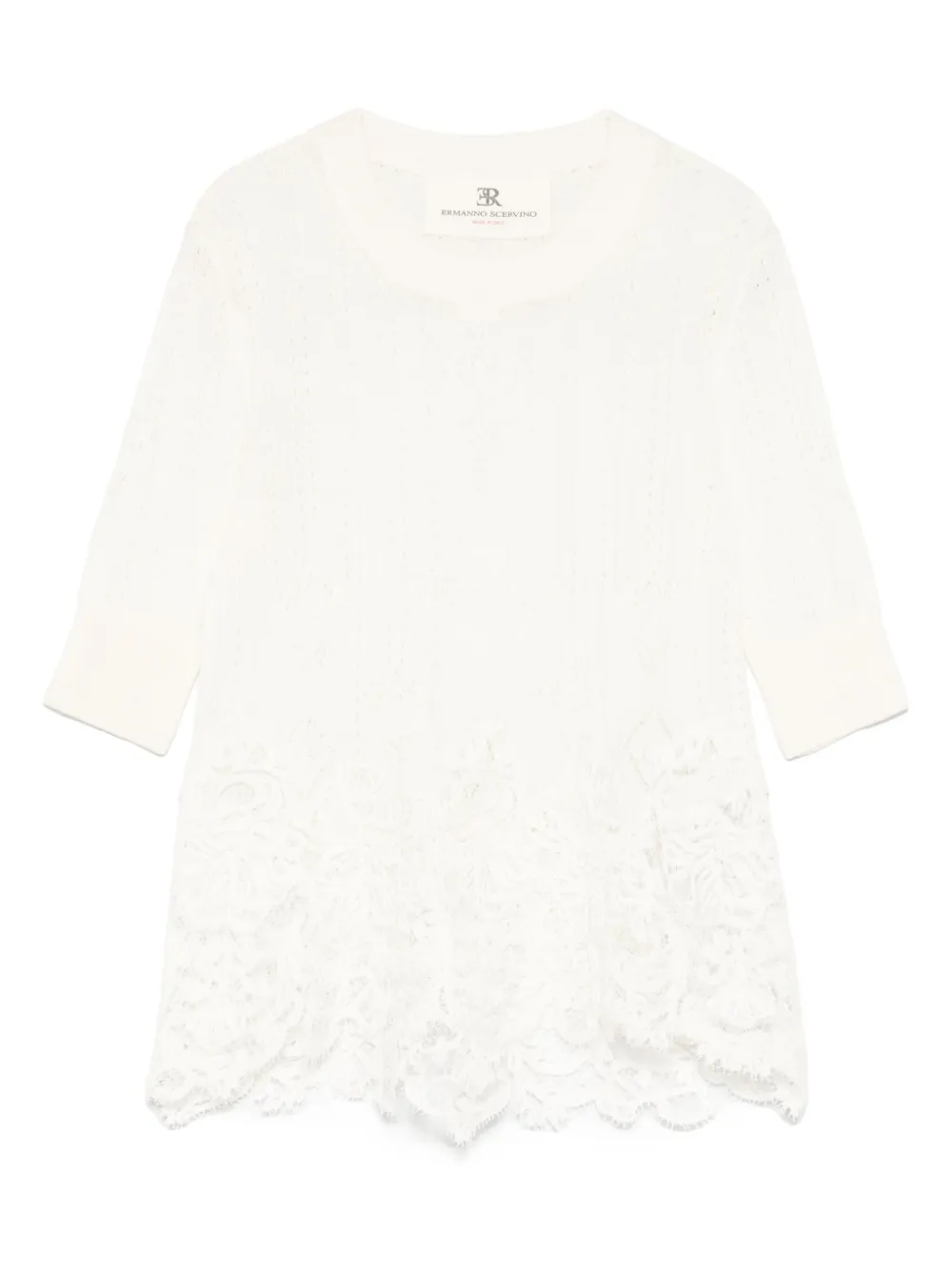 

Блузка с кружевными деталями Ermanno Scervino, белый