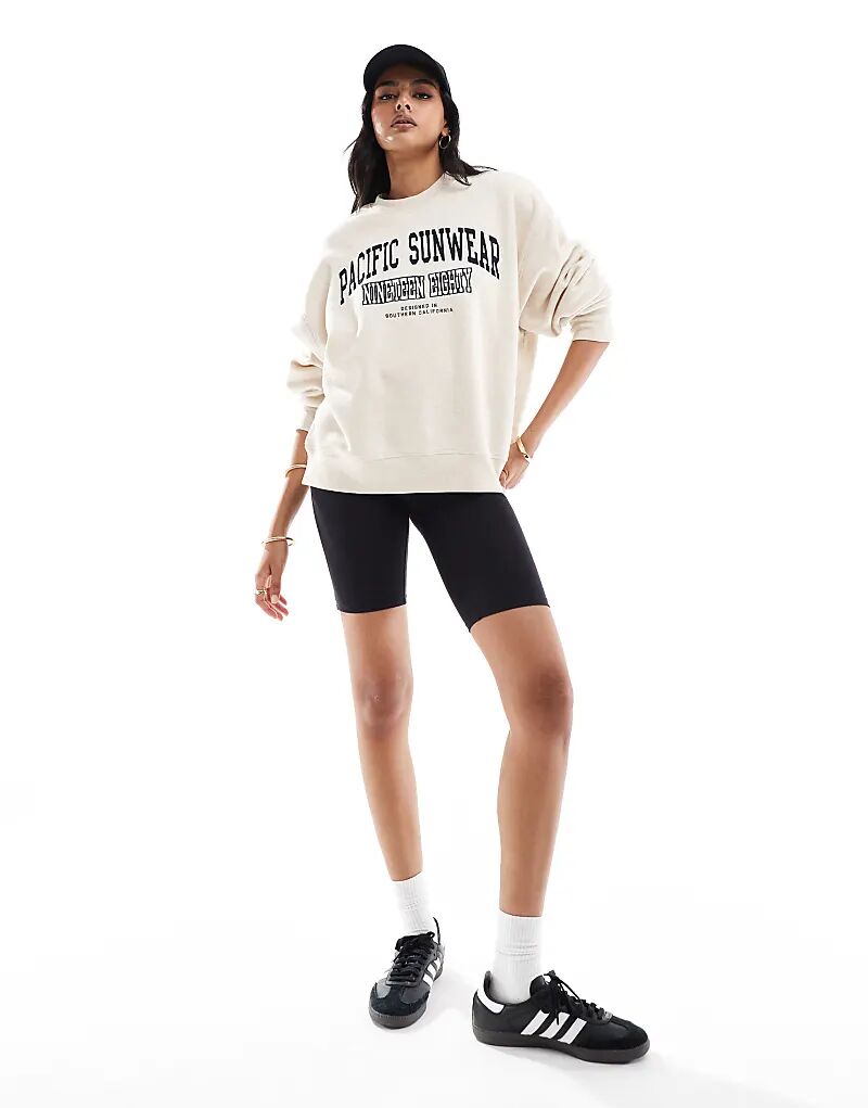 

Меланжевый свитер оверсайз Pacsun 1989 цвета овсянки и вереска
