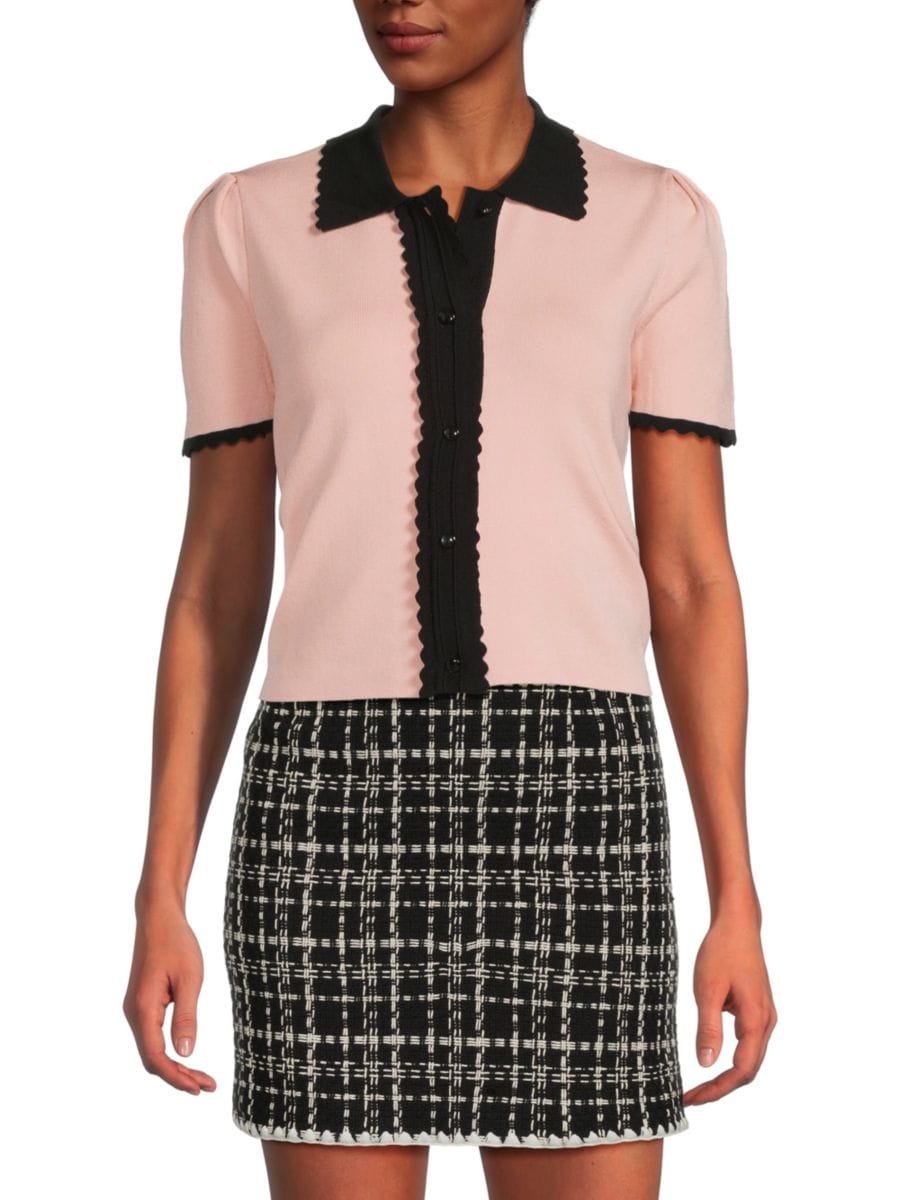 

Контрастный свитер с фестончатой ​​отделкой Laundry by Shelli Segal, цвет Blush