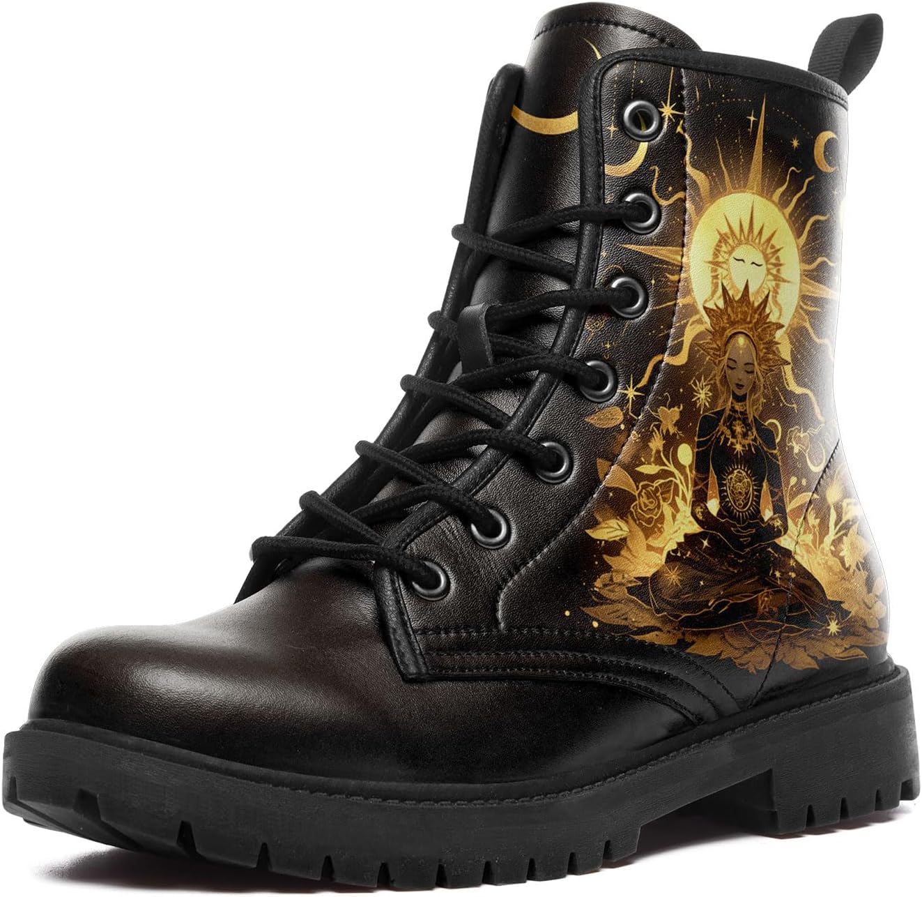 

Женские ботильоны Sun and Moon Fashion, мужские платформенные кожаные ботинки с шнуровкой, подарочные зимние и осенние платьевые ботинки Awsole, черный/золотой