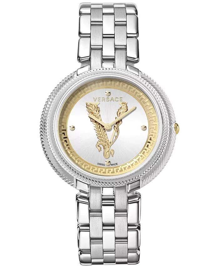

Женские швейцарские часы Thea с браслетом из нержавеющей стали, 38 мм Versace, серебро