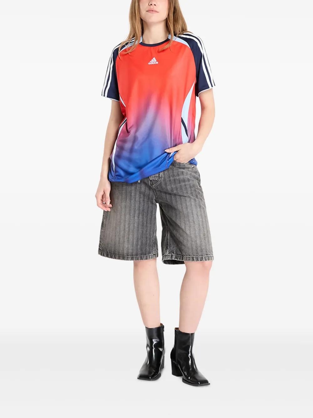 Футболка из джерси с эффектом тай-дай Adidas, красный — фото 2