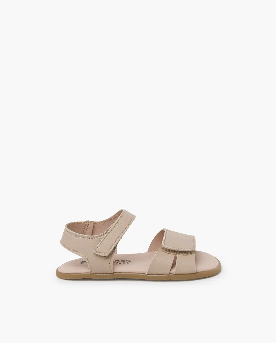 

Открытые босоножки для девочек barefoot с кожаным верхом и нескользящей подошвой Pisamonas, бежевый