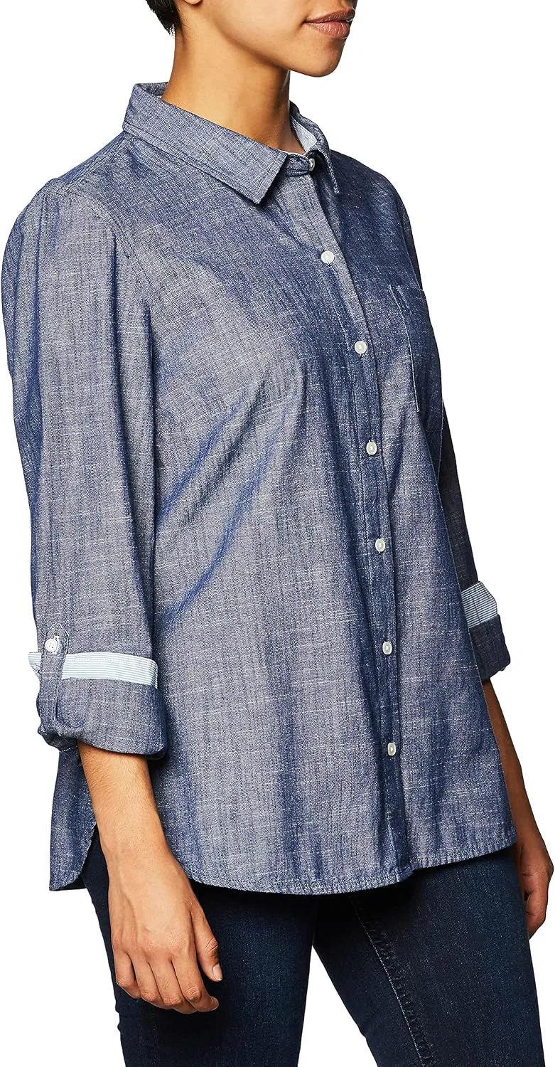 Блуза, хлопковая, рубашка Tommy Hilfiger, chambray — фото 2