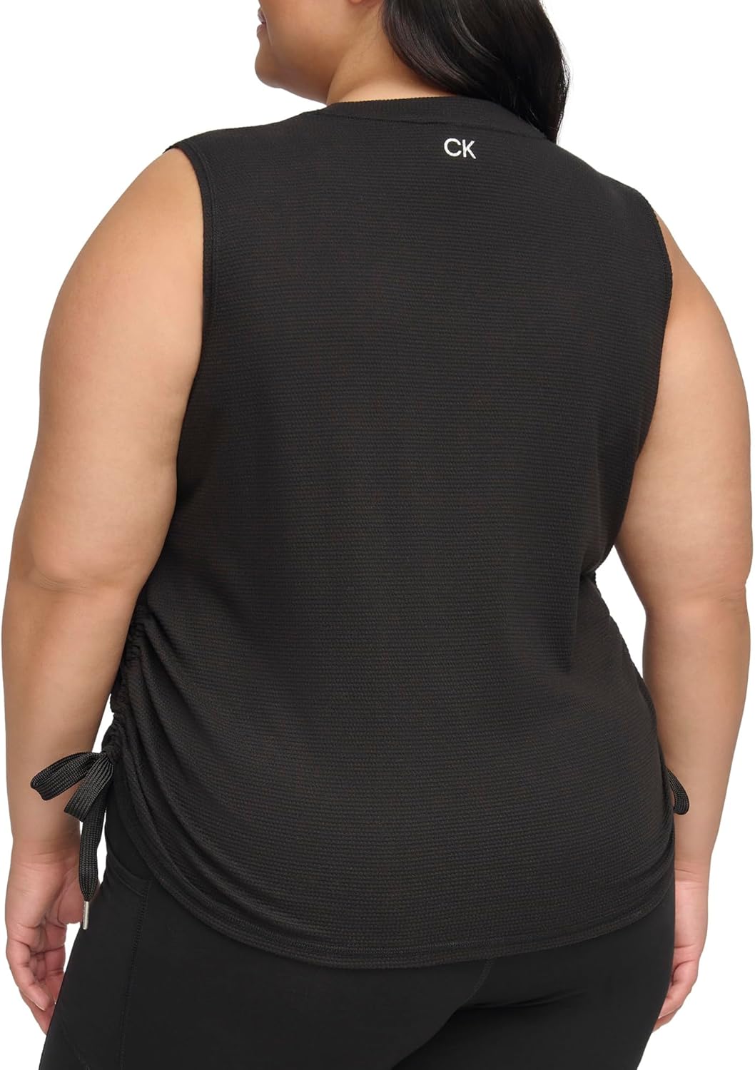 Женская майка Calvin Klein с завязками по бокам и сборками, Black — фото 4