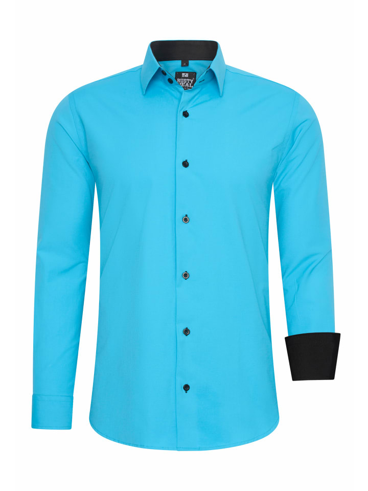 

Рубашка делового кроя, облегающего кроя, из высококачественного хлопка-стрейч, бирюзового цвета Rusty Neal