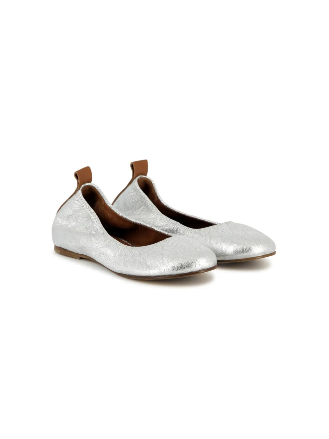 

Lanvin Enfant балетки с эффектом металлик, серебристый