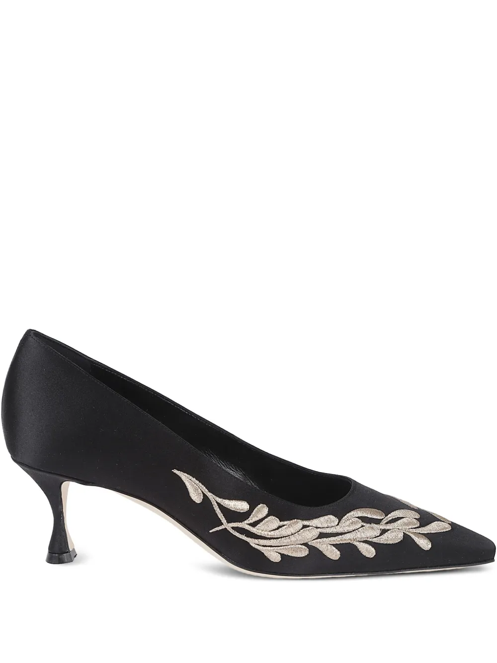 Туфли-лодочки с вышивкой и заостренным мысом Manolo Blahnik, черный