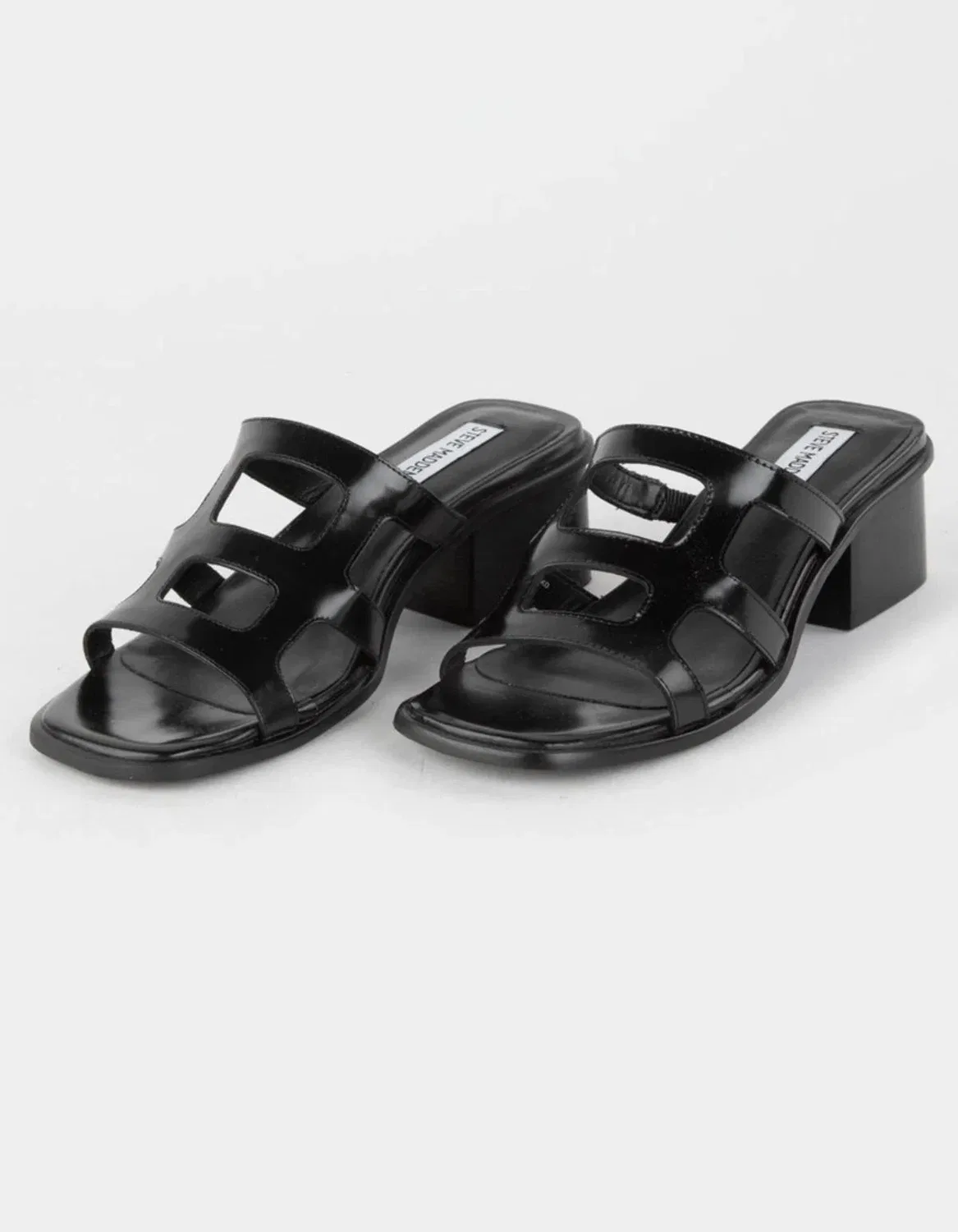 Мужские сандалии Steve Madden Princess из черной кожи на блочном каблуке, модель ZAP1307 — фото 2
