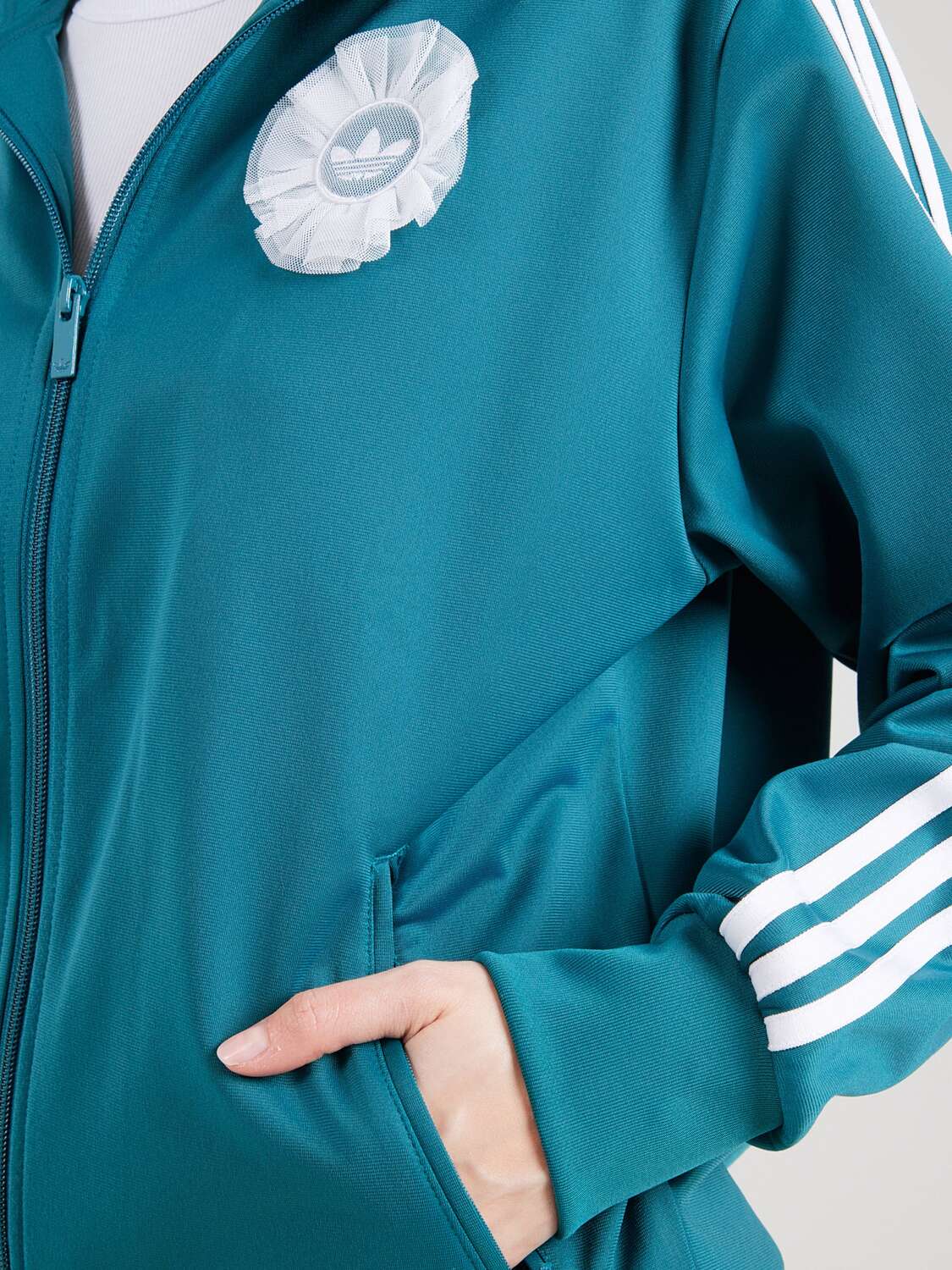 Adidas Originals Худи на молнии в цвете petrol — фото 2