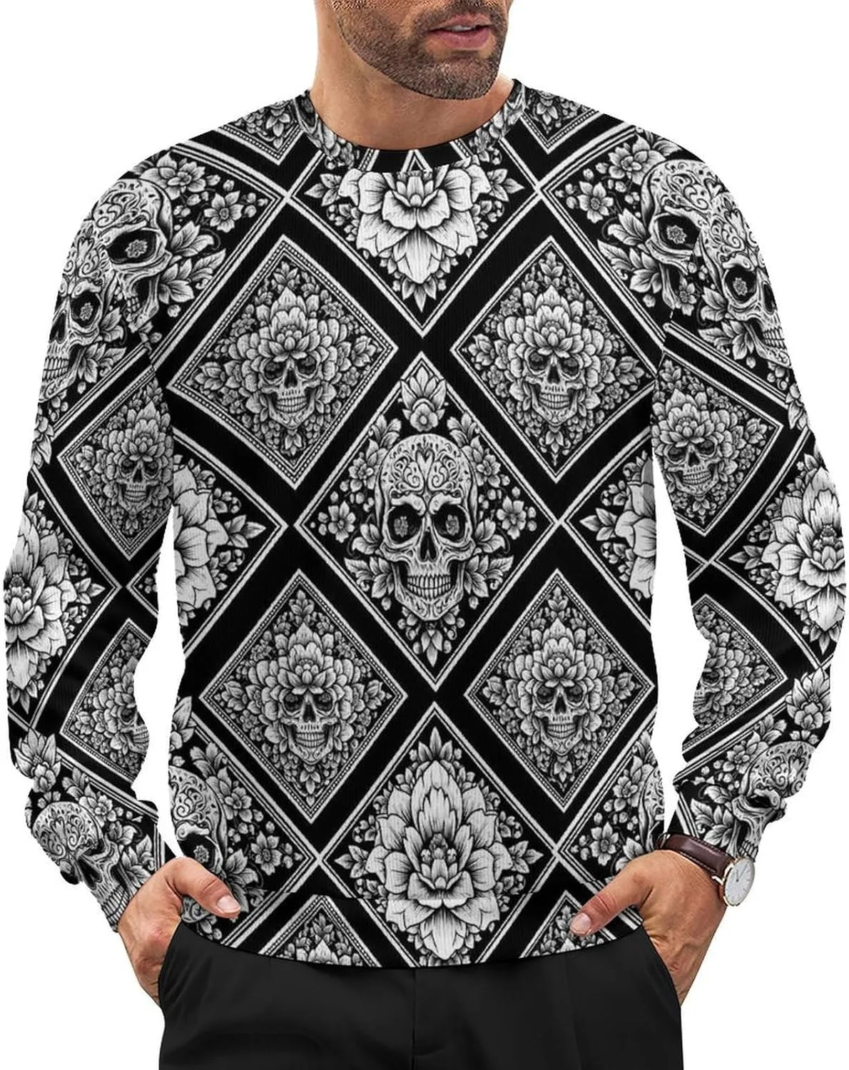 

Мужской классический пуловер с длинными рукавами и круглым вырезом Meaudiwes