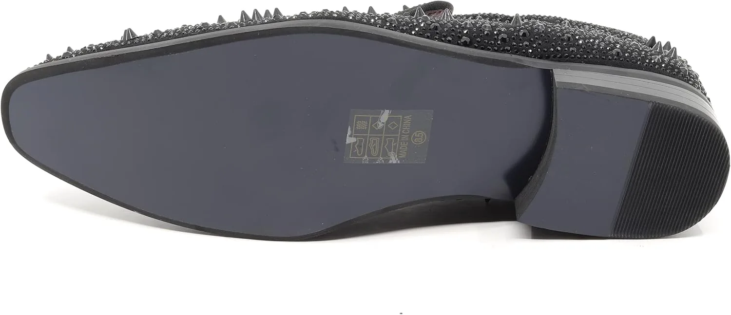 

Мужские винтажные лоферы с шипами и стразами, дизайнерские классические туфли для вечернего образа EXOTIC-02 Metrocharm, черный