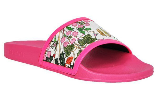 Тапочки pursuit pool slide 'pink floral' Gucci, розовый — фото 3