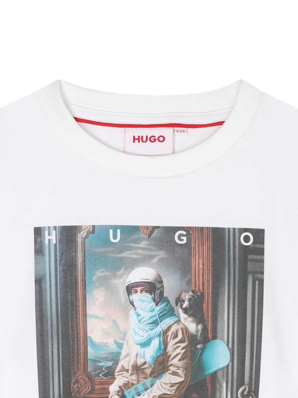 Футболка с графичным принтом HUGO KIDS, белый — фото 3