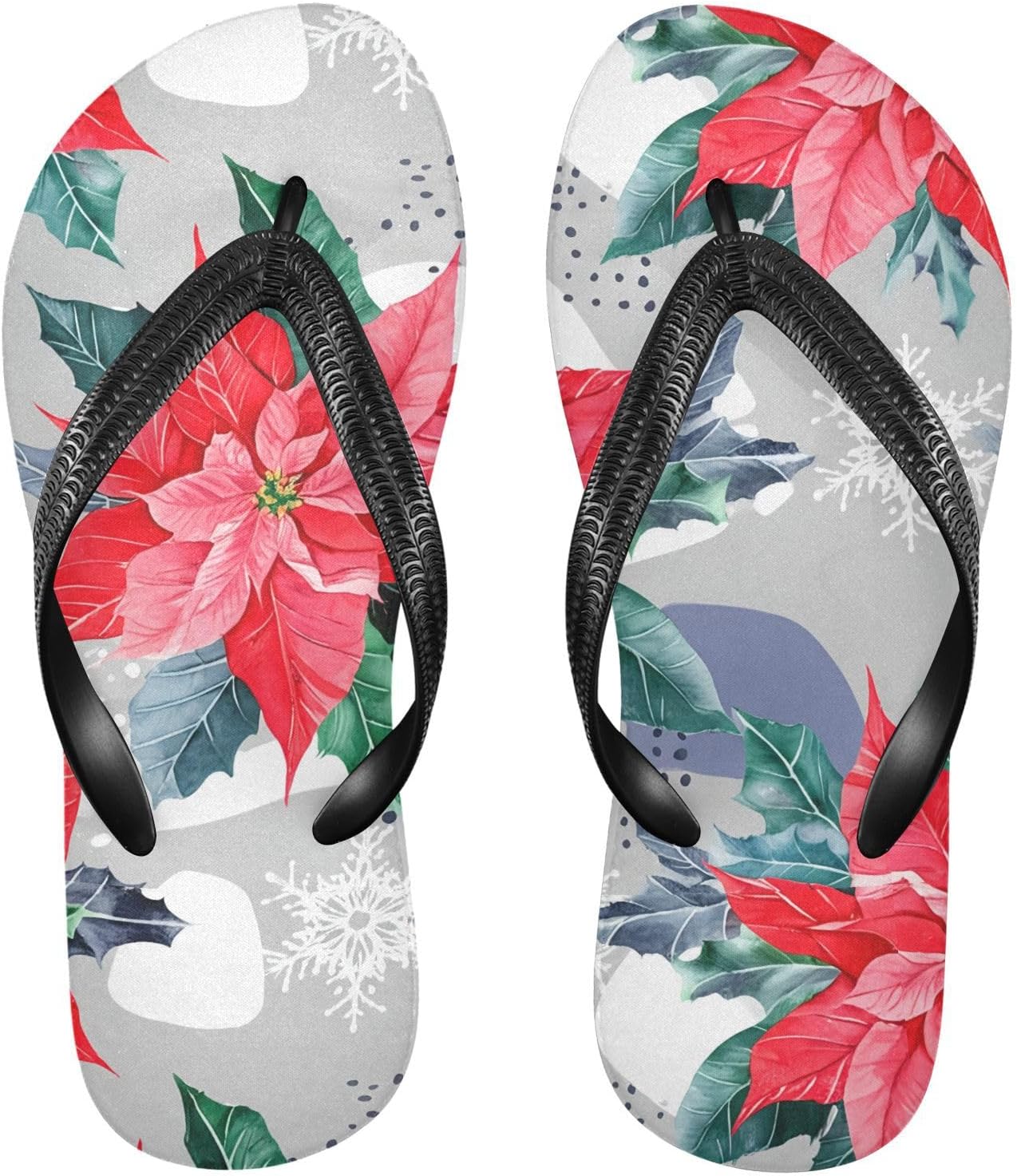 

Сланцы с цветочным узором Holly Snowflake серого цвета, пляжные шлепанцы на резиновой подошве, нескользящие летние тапочки для ходьбы для женщин и мужчин Sinestour