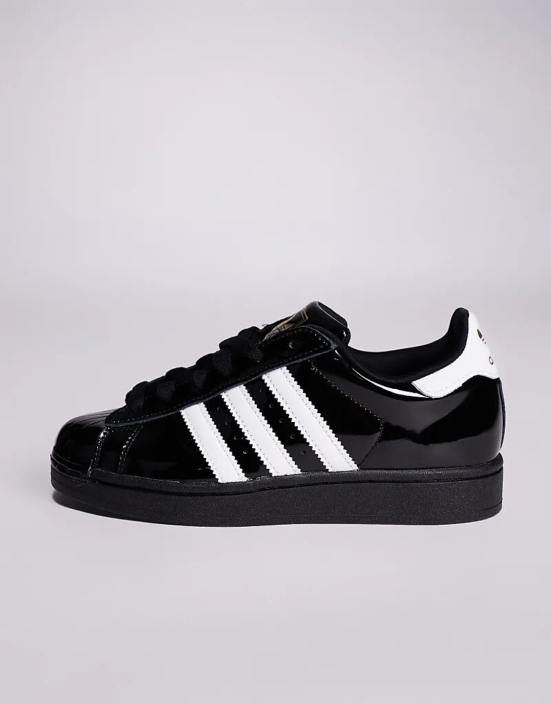 Кроссовки Adidas Originals Superstar II из черно-белой лакированной кожи — фото 2