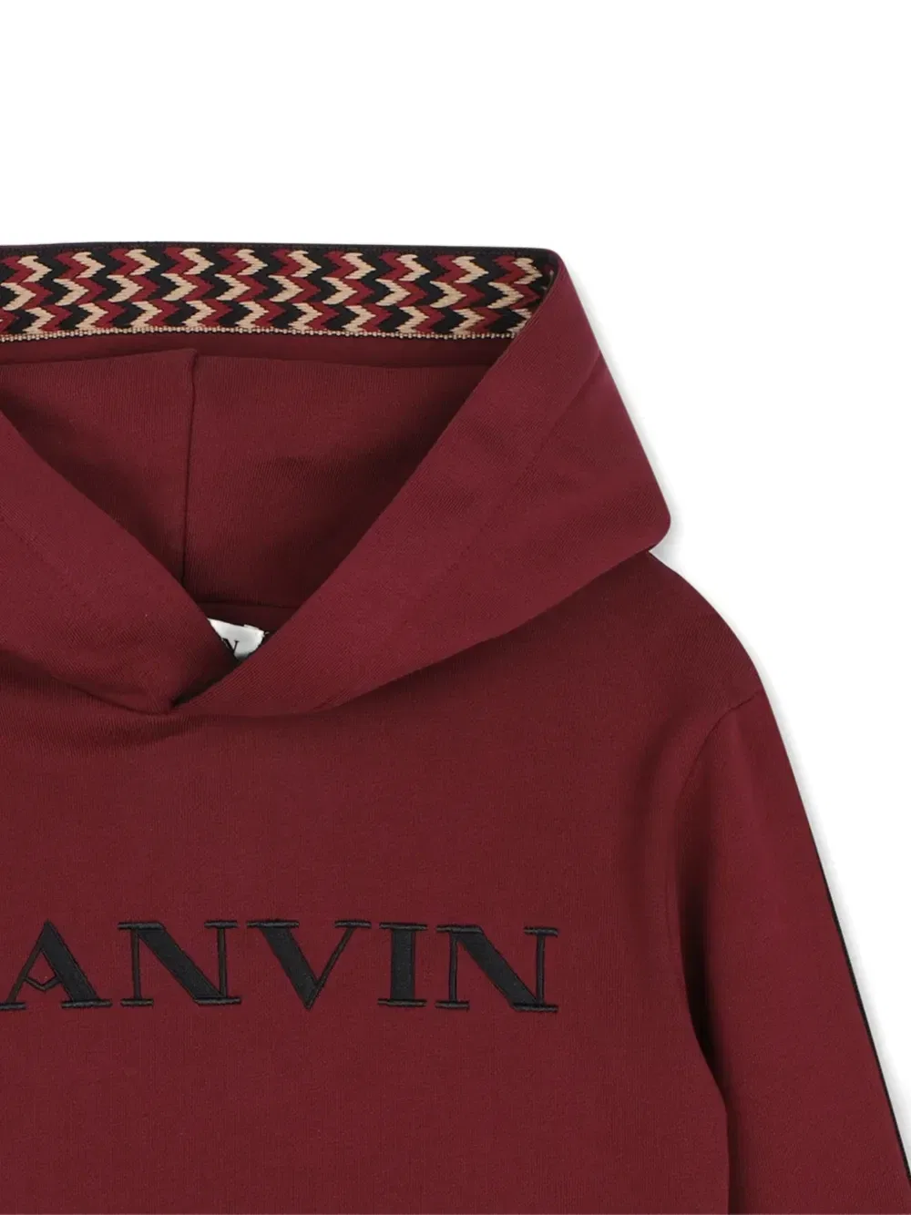 Худи с вышивкой логотипа и отделкой "елочкой" Lanvin Enfant, красный — фото 4