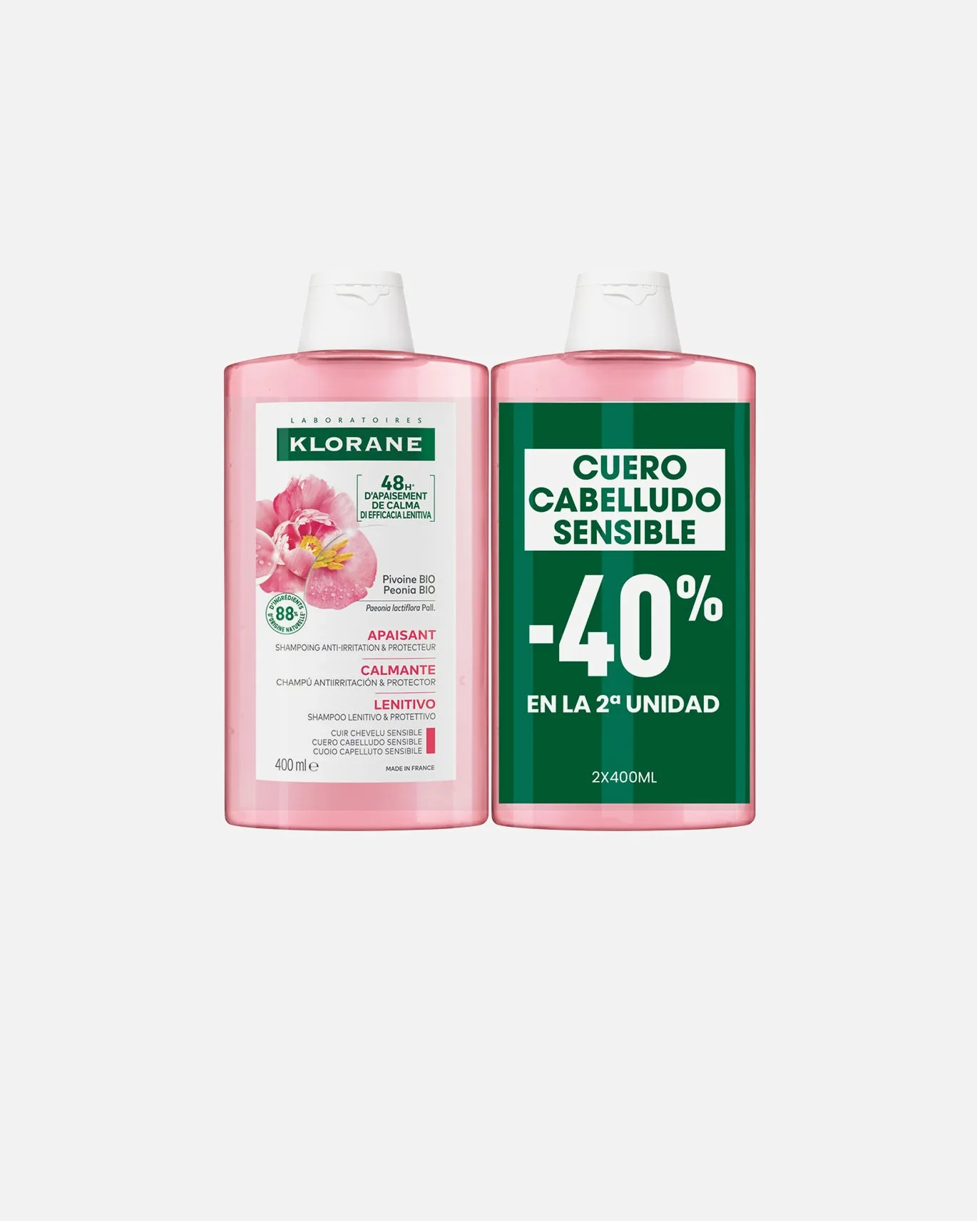 Успокаивающий органический шампунь-дуэт Shampoo a la peony Klorane
