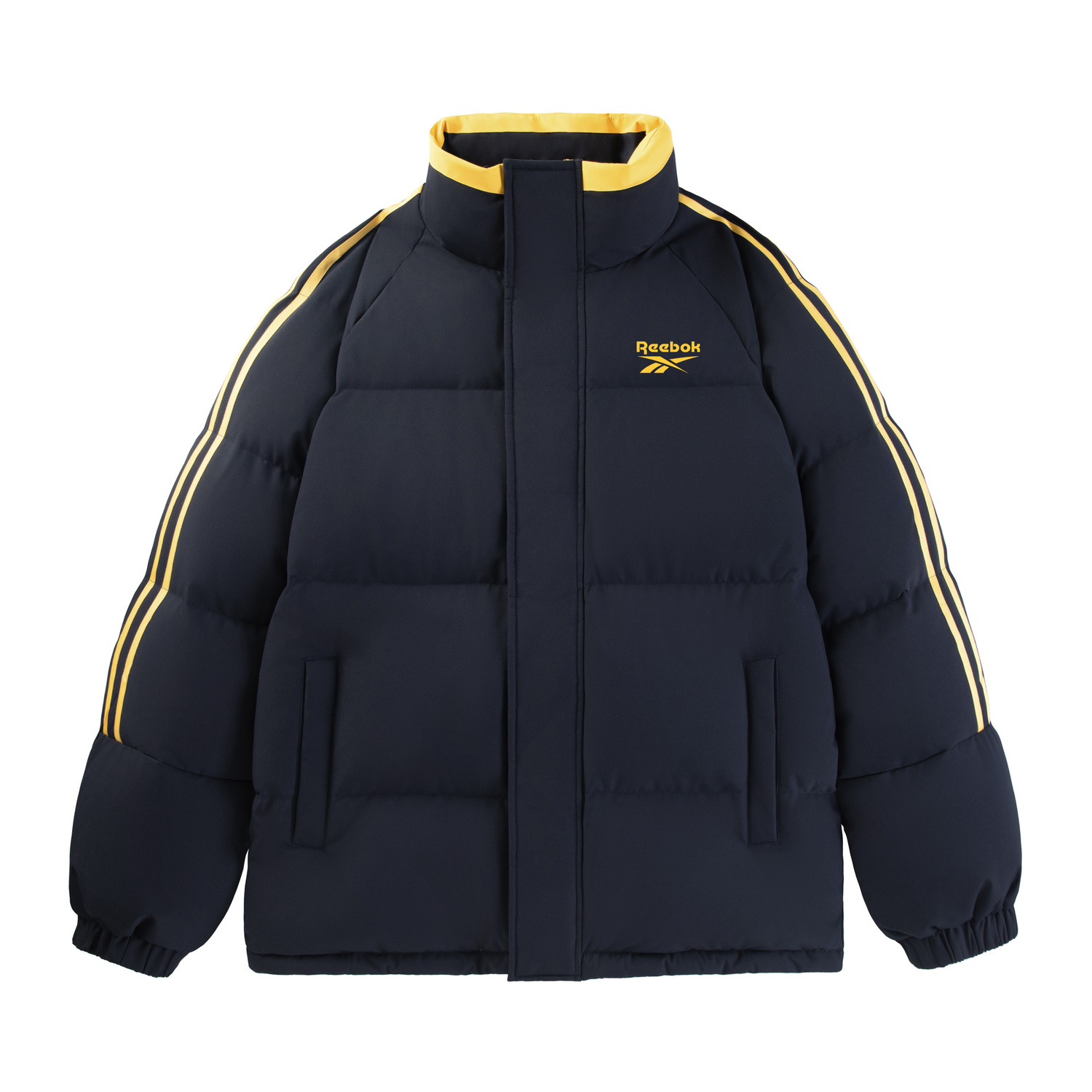 

Пуховик Unisex с воротником стойкой, утепленный Reebok, темно-синий