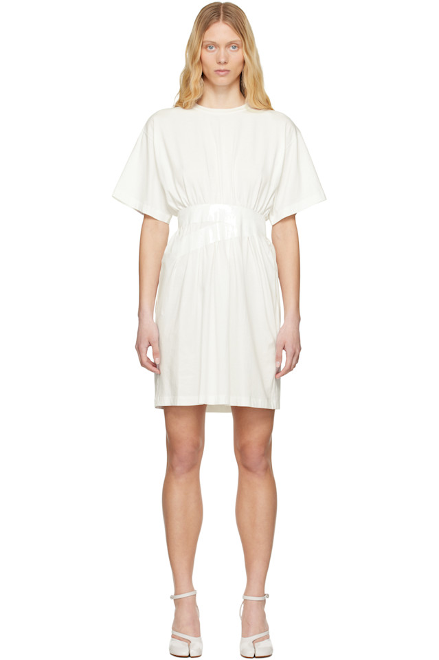 

Джинсовое миди-платье с лентами Mm6 Maison Margiela, цвет off-white