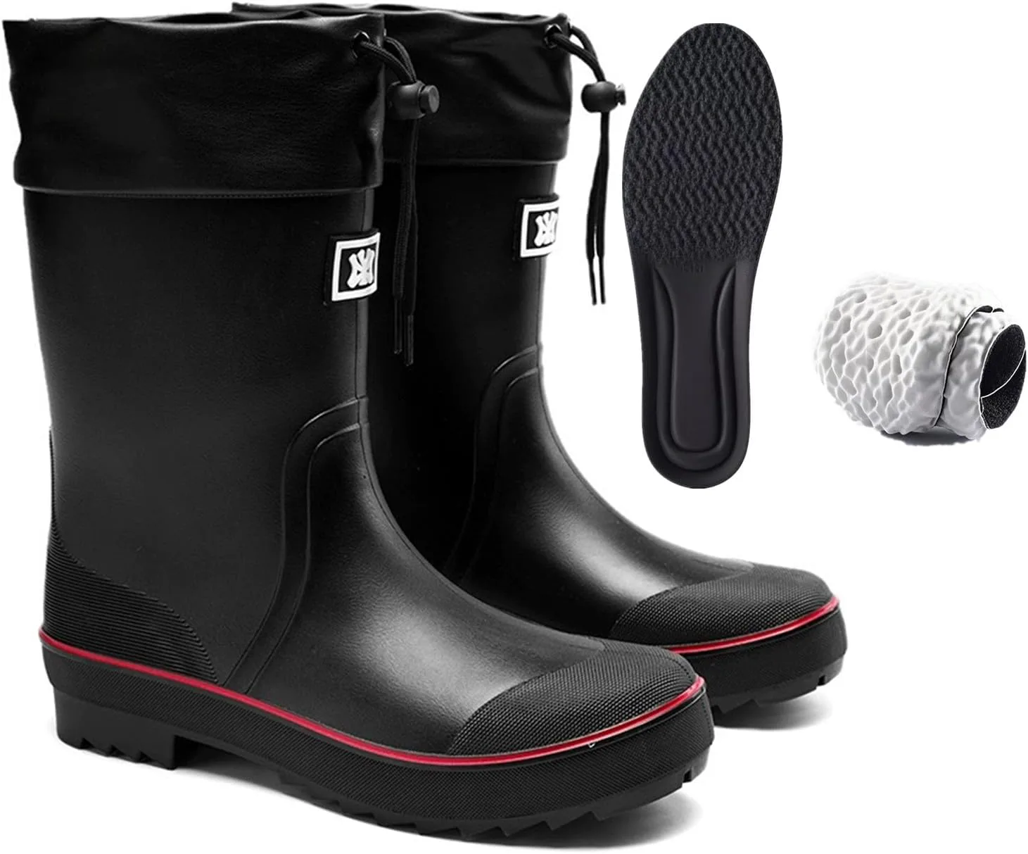 

Мужские резиновые сапоги для дождя, водонепроницаемые ПВХ резиновые сапоги для улицы и грязи, удобные легкие сапоги средней высоты для садоводства и рыбалки, для работы во дворе и на ферме E KAINI, красный