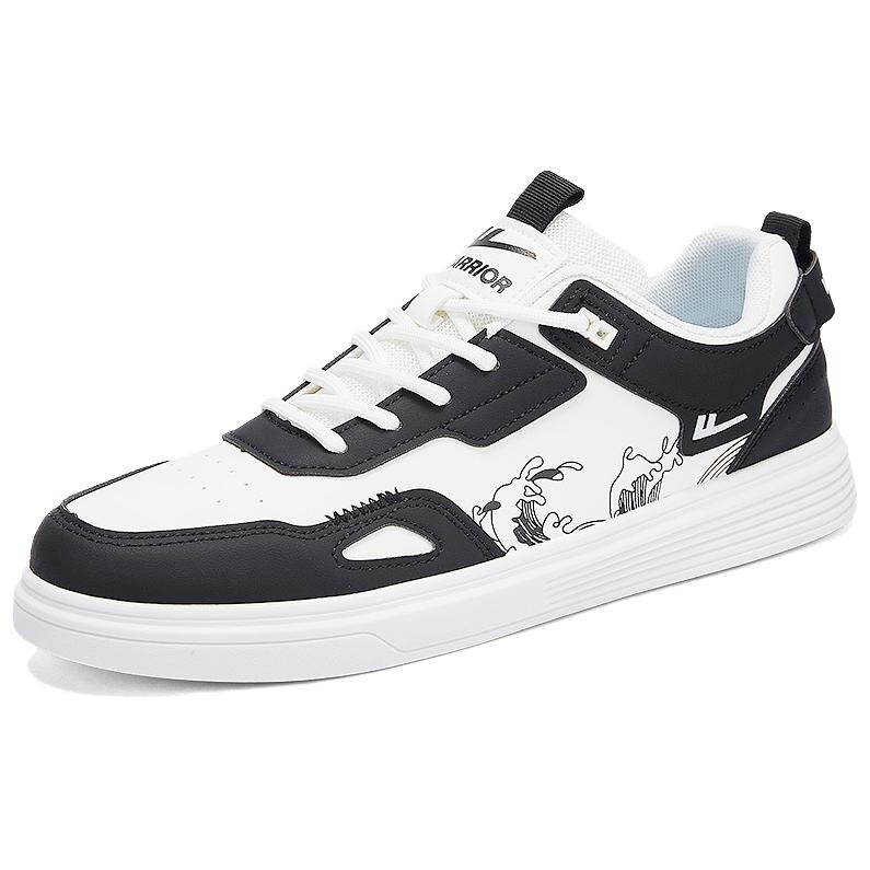 Кроссовки WARRIOR Skateboarding Shoes Men Low-top White, черный/белый — фото 2