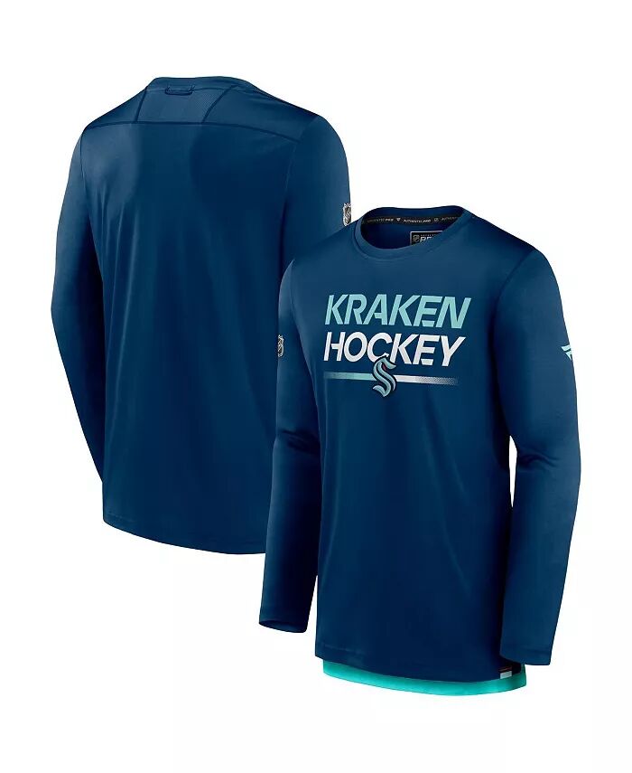 

Мужская футболка с длинным рукавом Deep Sea Blue Seattle Kraken Authentic Pro Fanatics