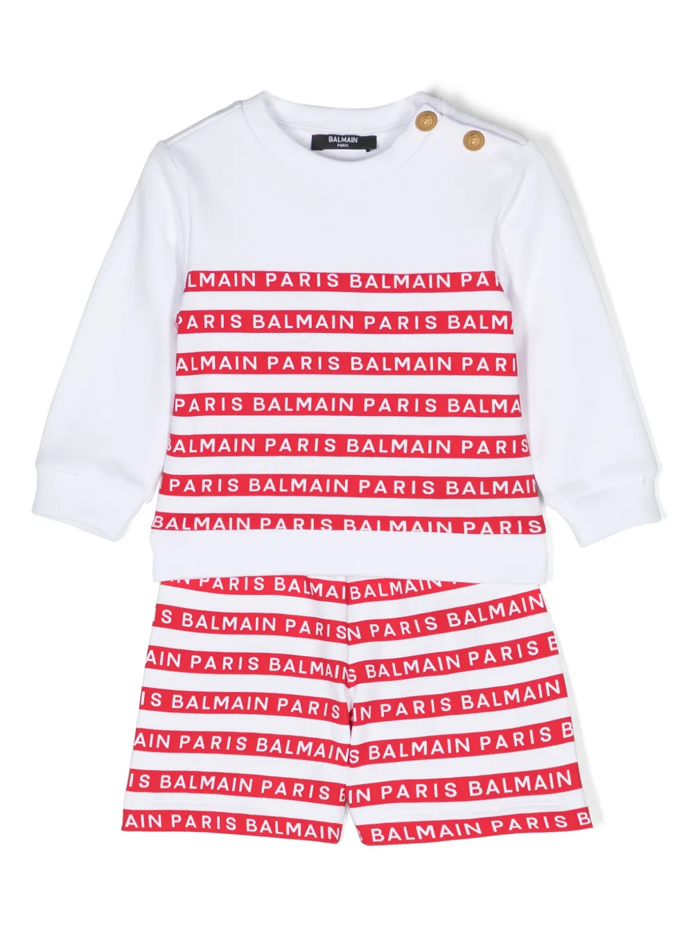 

Комплект из шортов и футболки с логотипом Balmain Kids, белый