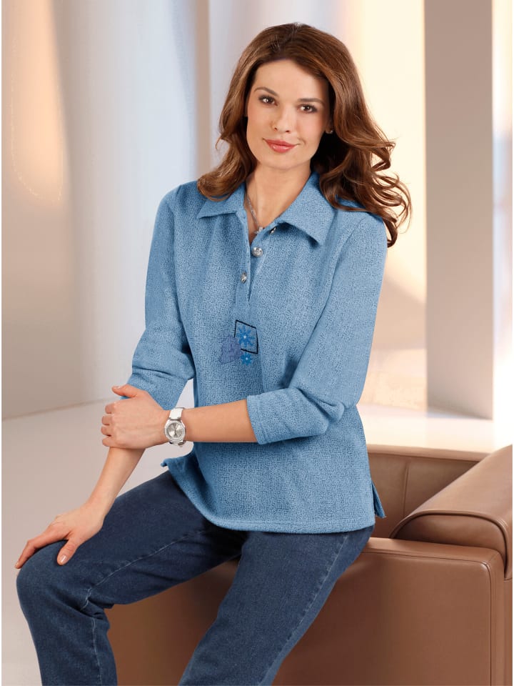 

Рубашка-поло с длинными рукавами меланжевого синего цвета WITT WEIDEN