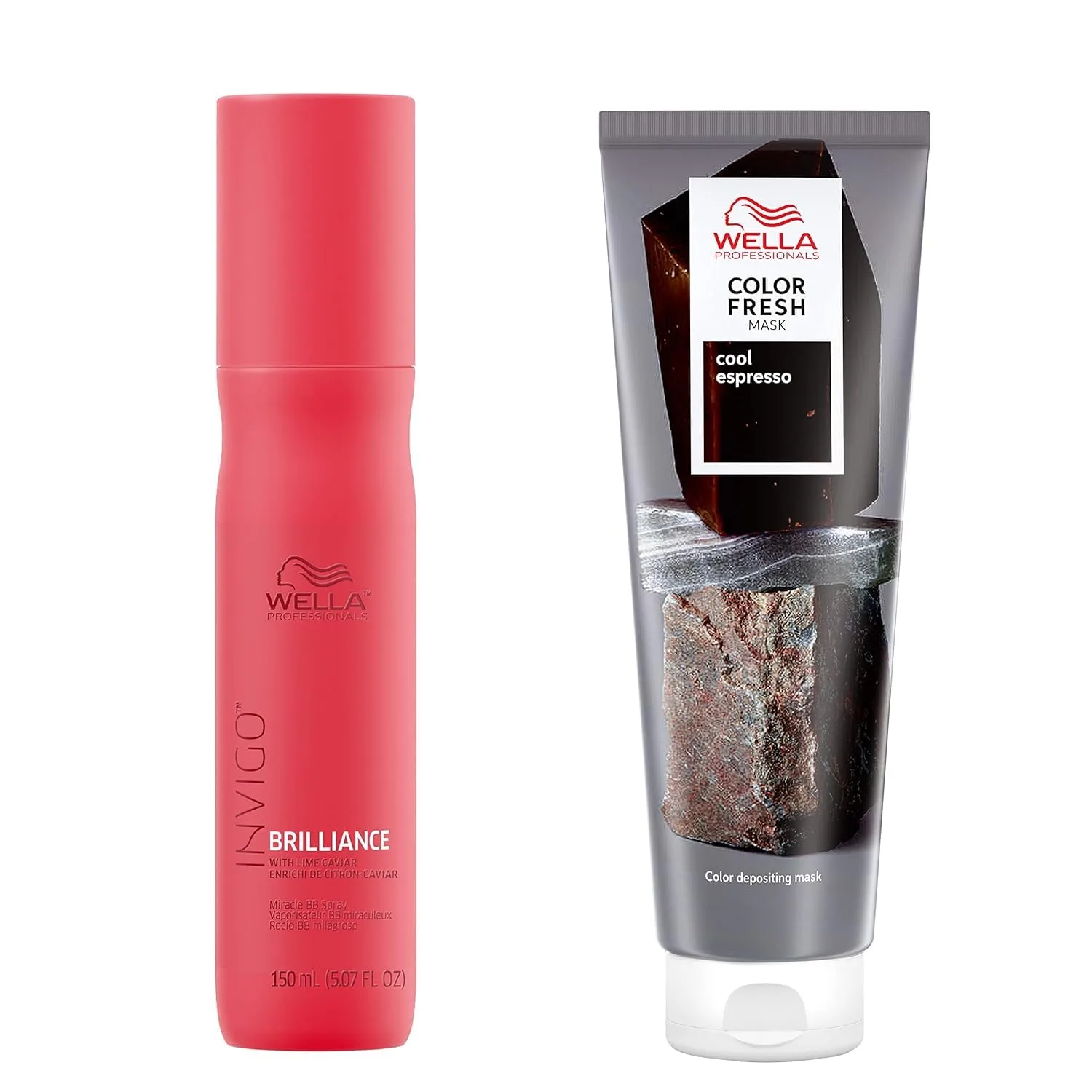 Wella Professionals Color Fresh Mask, Cool Espresso, натуральный оттенок, временное окрашивание, без повреждений, маска для волос с авокадо + Invigo Brilliance Miracle BB спрей для защиты цвета