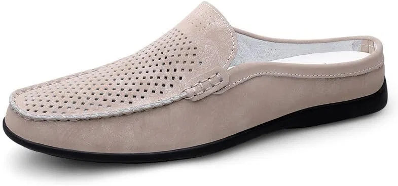 Мужские лоферы из кожи, модель Hollowed-Out Breathable, бежевый SayfuR — фото 2
