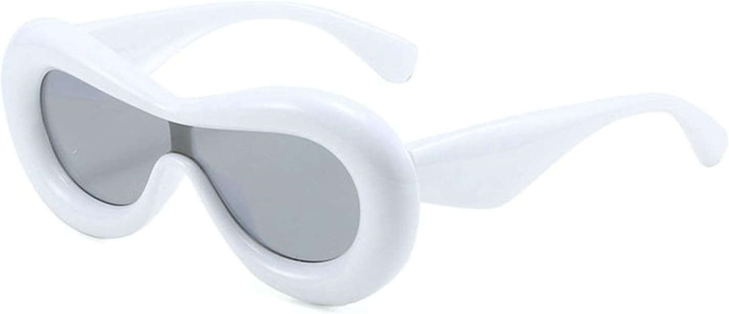 

Willochra — большие цельные солнцезащитные очки конфетных цветов для женщин, модные очки с овальными линзами для мужчин, трендовые солнцезащитные очки желтого и розового цвета, White