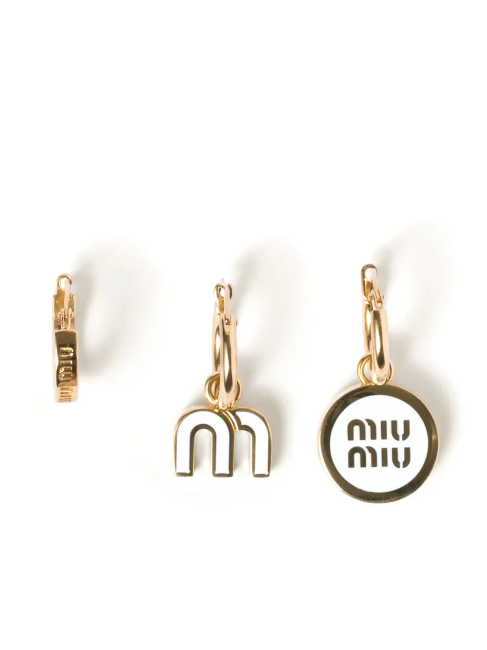 

Комплект из трех эмалированных серег MIU MIU, белый