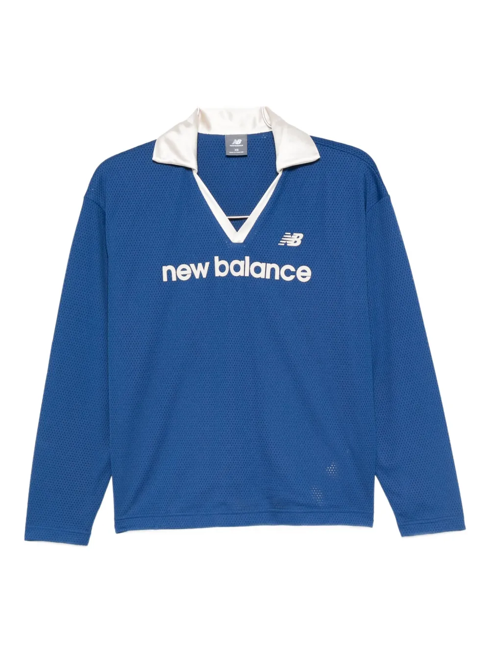 

Футболка с V-образным вырезом и вышитым логотипом NEW BALANCE, синий