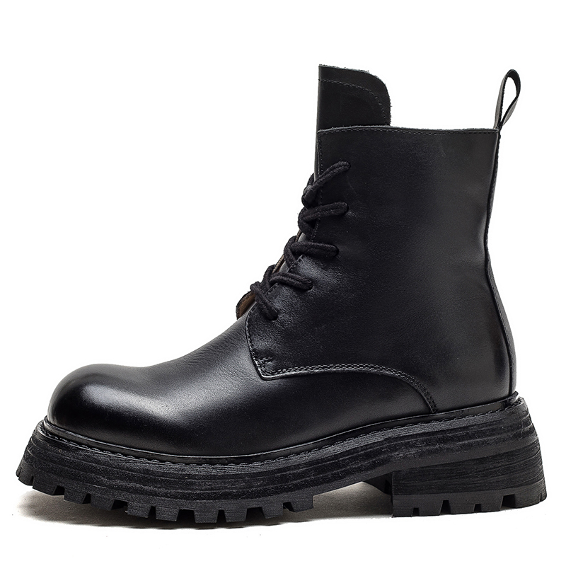 MATA Черные женские короткие ботинки Martin на 5-сантиметровой подошве, цвет Black[Standard Size with A Slightly Loose Fit]