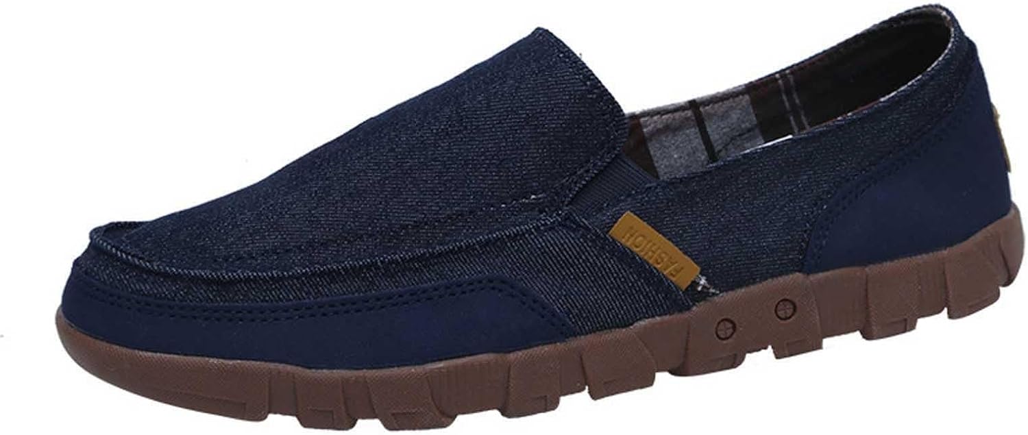 

Мужские повседневные лоферы из холщовой ткани, дышащие, удобные, на плоской подошве, легкая обувь, подходящая для ежедневного ношения Generic, синий