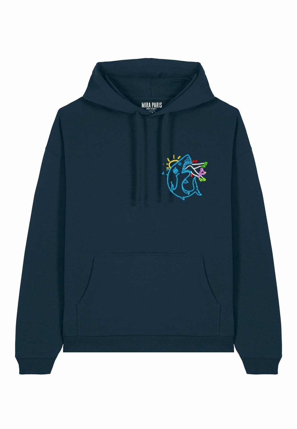 

Толстовка SHARK EMBROIDERY UNISEX OVERSIZE - Hoodie Mira Paris, синий