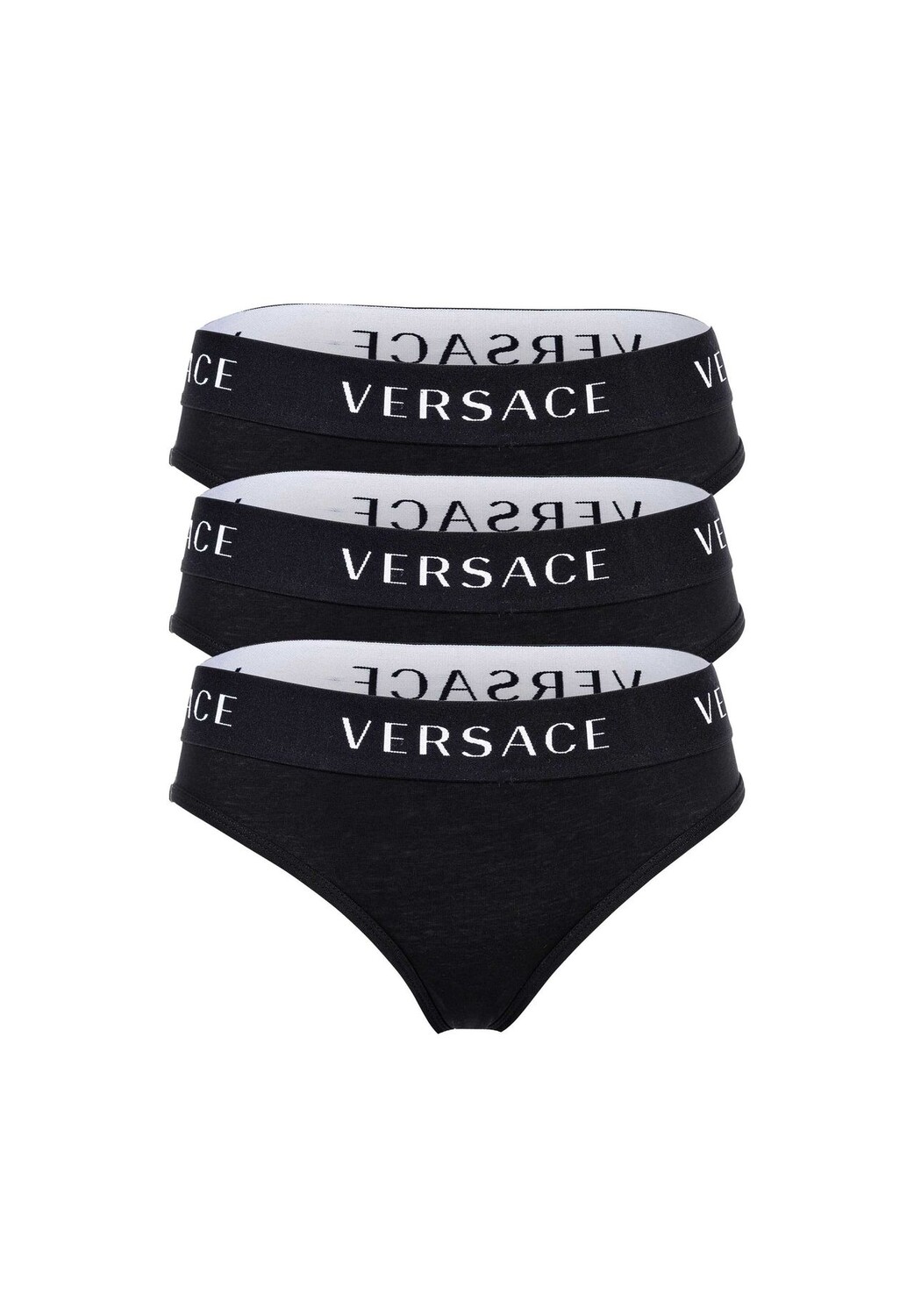

Женские трусы, комплект из 3 шт.: нижнее белье, трусы, хлопок, пояс с логотипом, однотонные VERSACE, черный