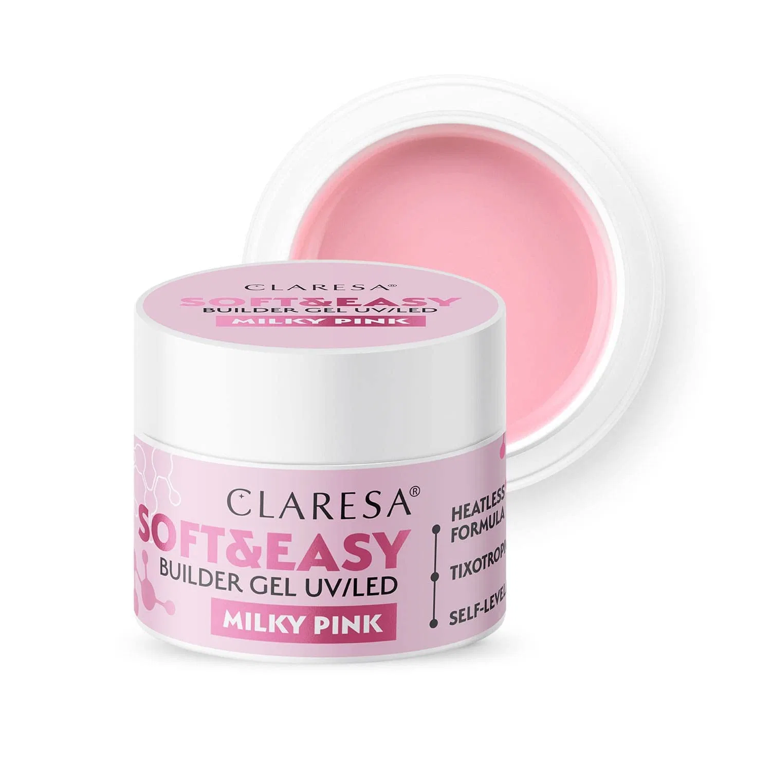 Гель-строитель для ногтей Claresa Soft & Easy Milky Pink 90 г Claresa