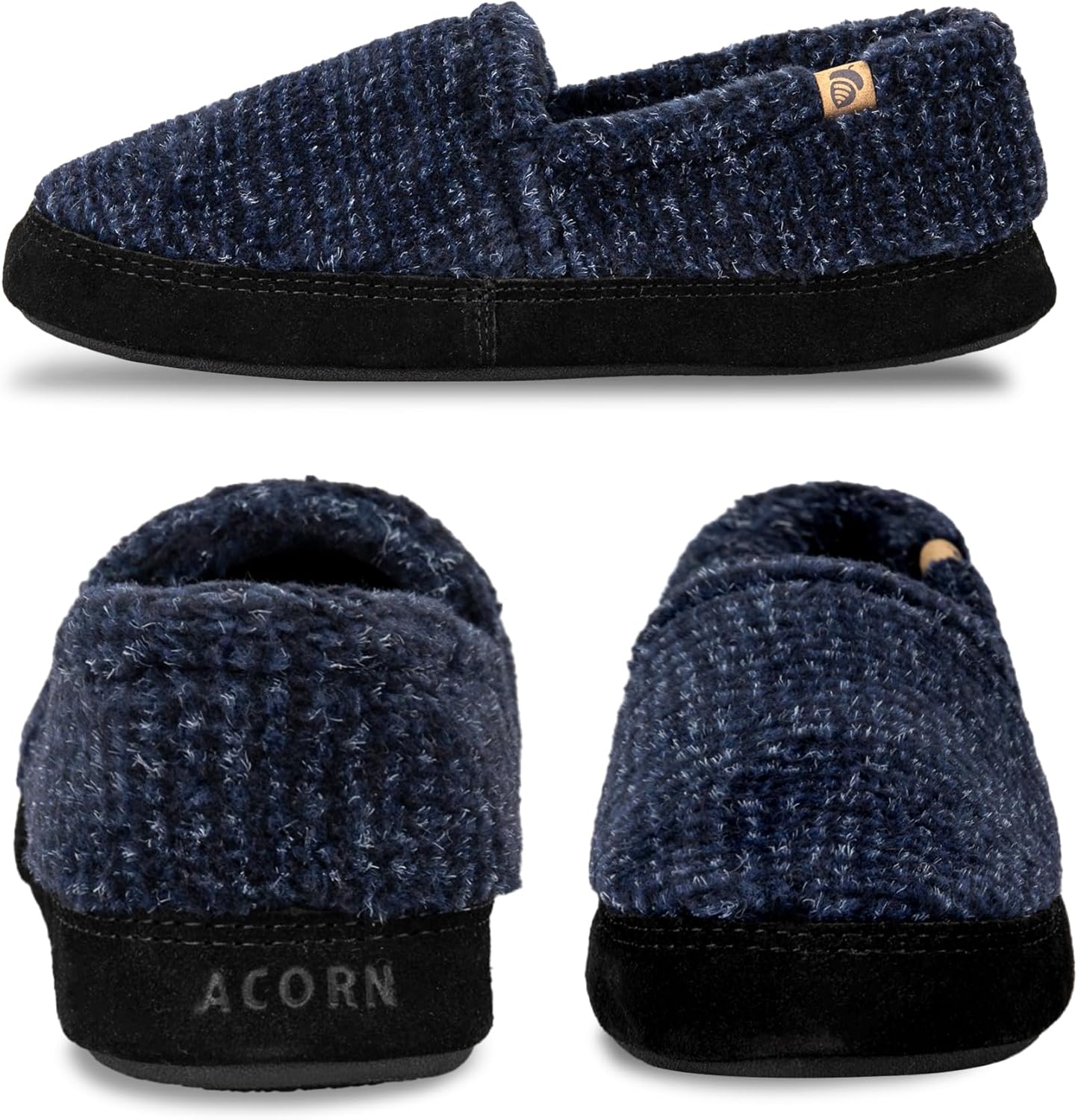 Мужские мокасины Acorn с стелькой из пены с эффектом памяти, замшевыми боковыми вставками и резиновой подошвой, синий — фото 3